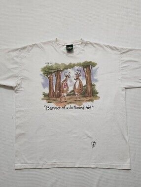 Vintage 1986 The Far Side Deer Birthmark Tshirt size 2XL Made in USA